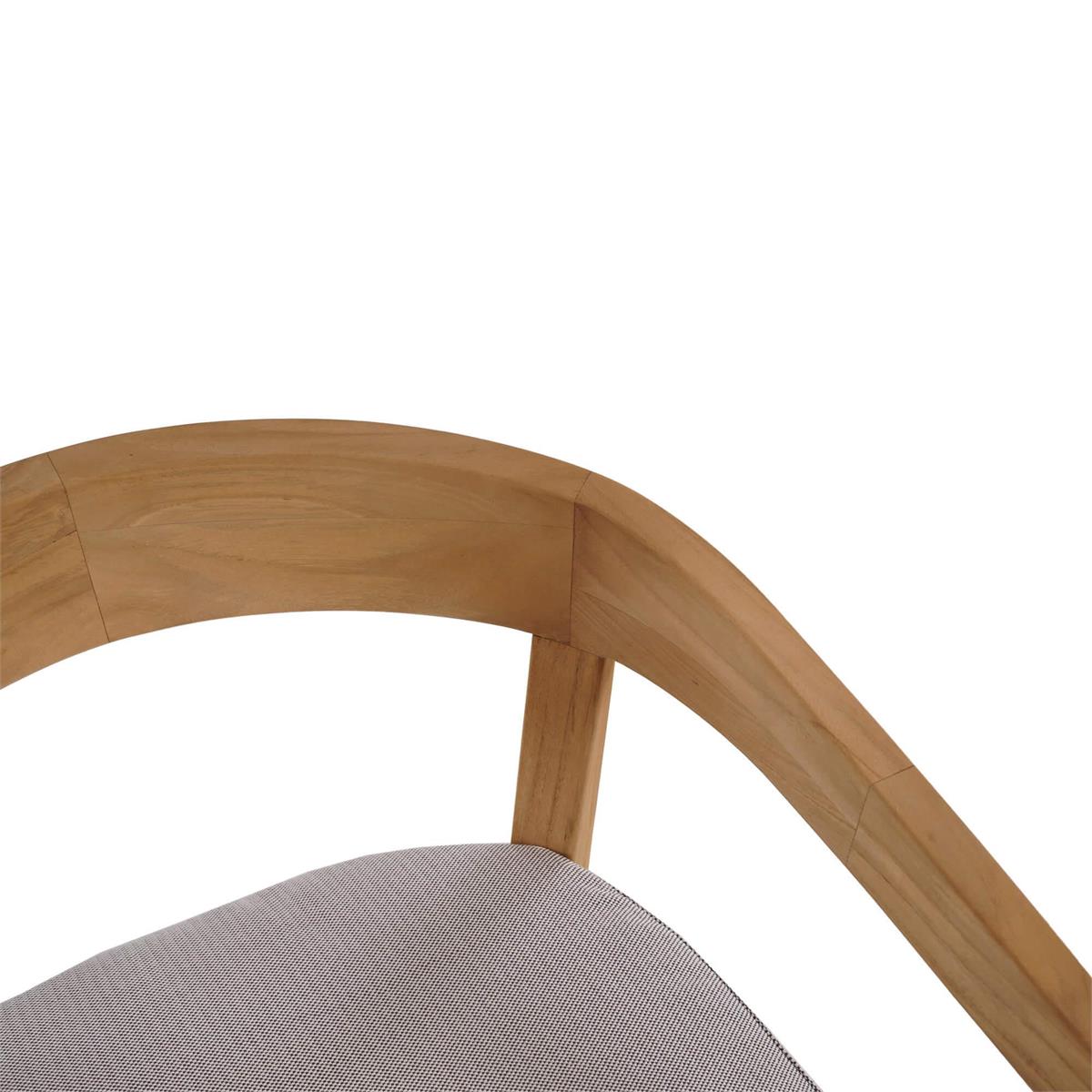 Bramble Raleigh Dining Chair w/ Seat Cushion - Outdoor Teak — Natural Teak Fine Sanded / Sunbrella Sand Cream