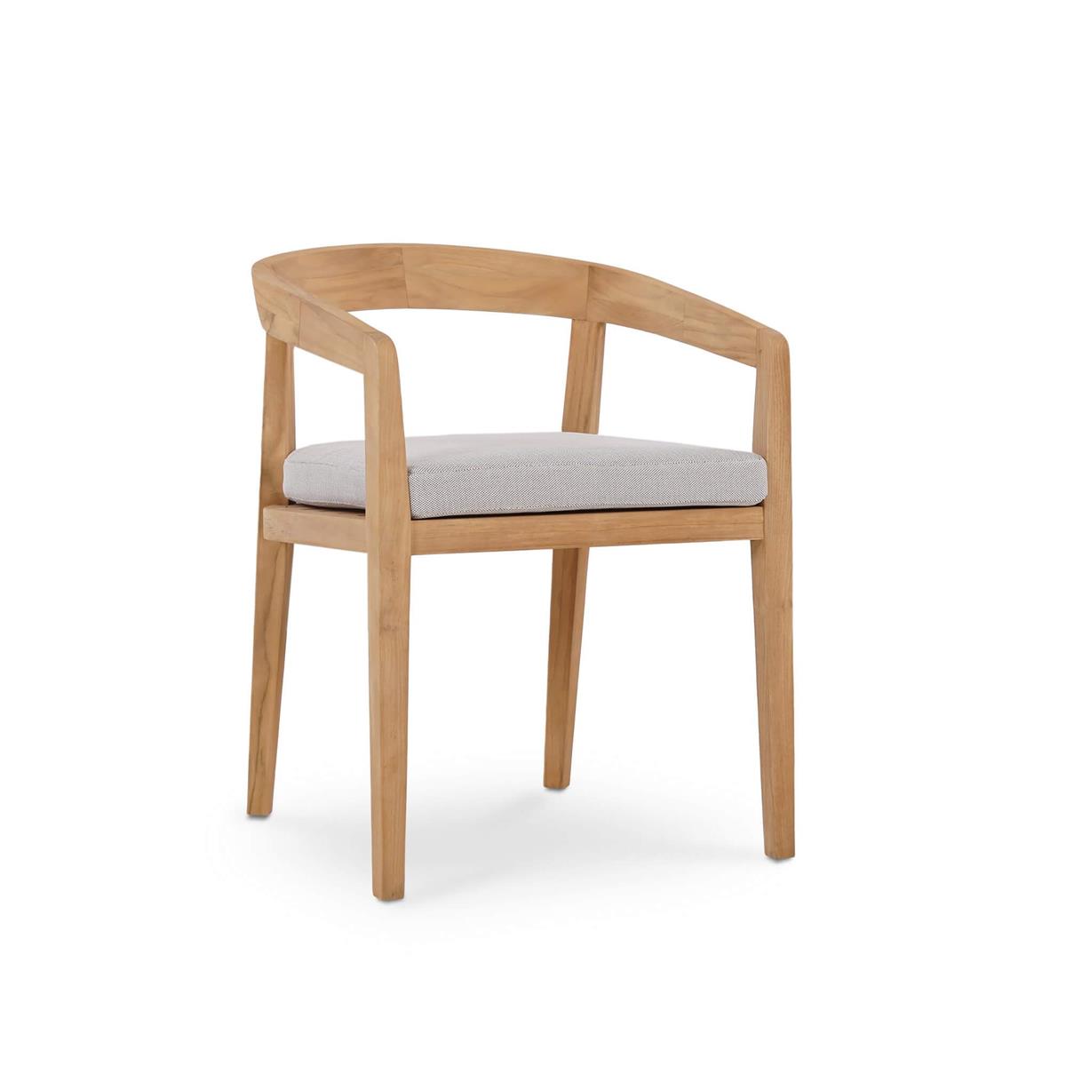 Bramble Raleigh Dining Chair w/ Seat Cushion - Outdoor Teak — Natural Teak Fine Sanded / Sunbrella Sand Cream