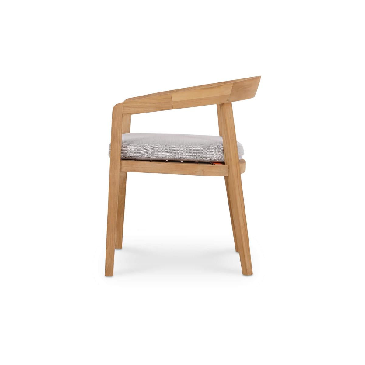 Bramble Raleigh Dining Chair w/ Seat Cushion - Outdoor Teak — Natural Teak Fine Sanded / Sunbrella Sand Cream