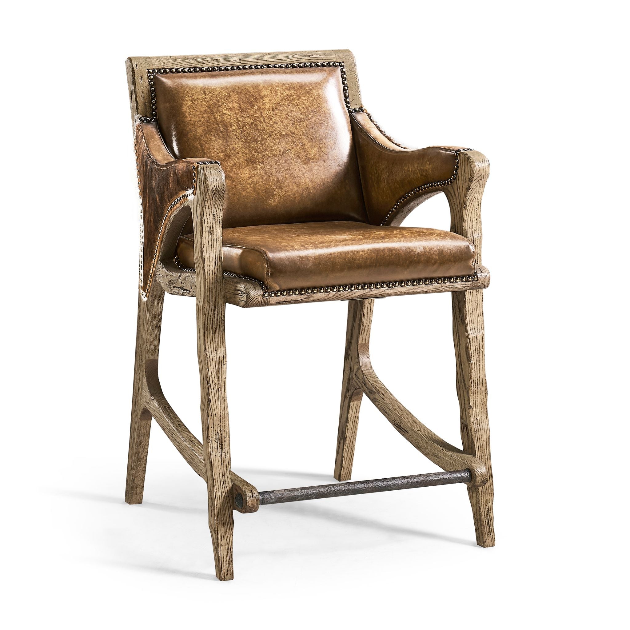 Jonathan Charles Echo Canyon Leather & Hide Counter Stool