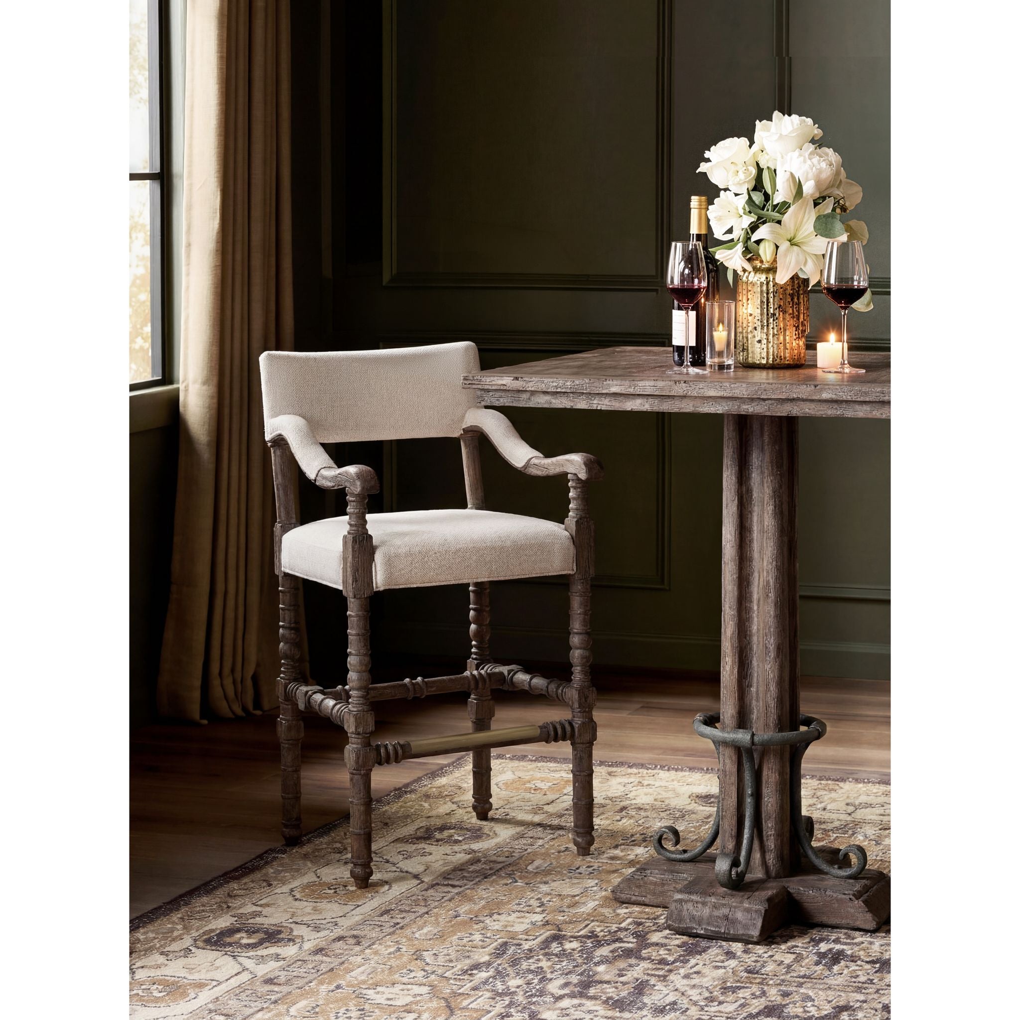 Jonathan Charles Caldera Uph Dark Arm Chair Bar Stool