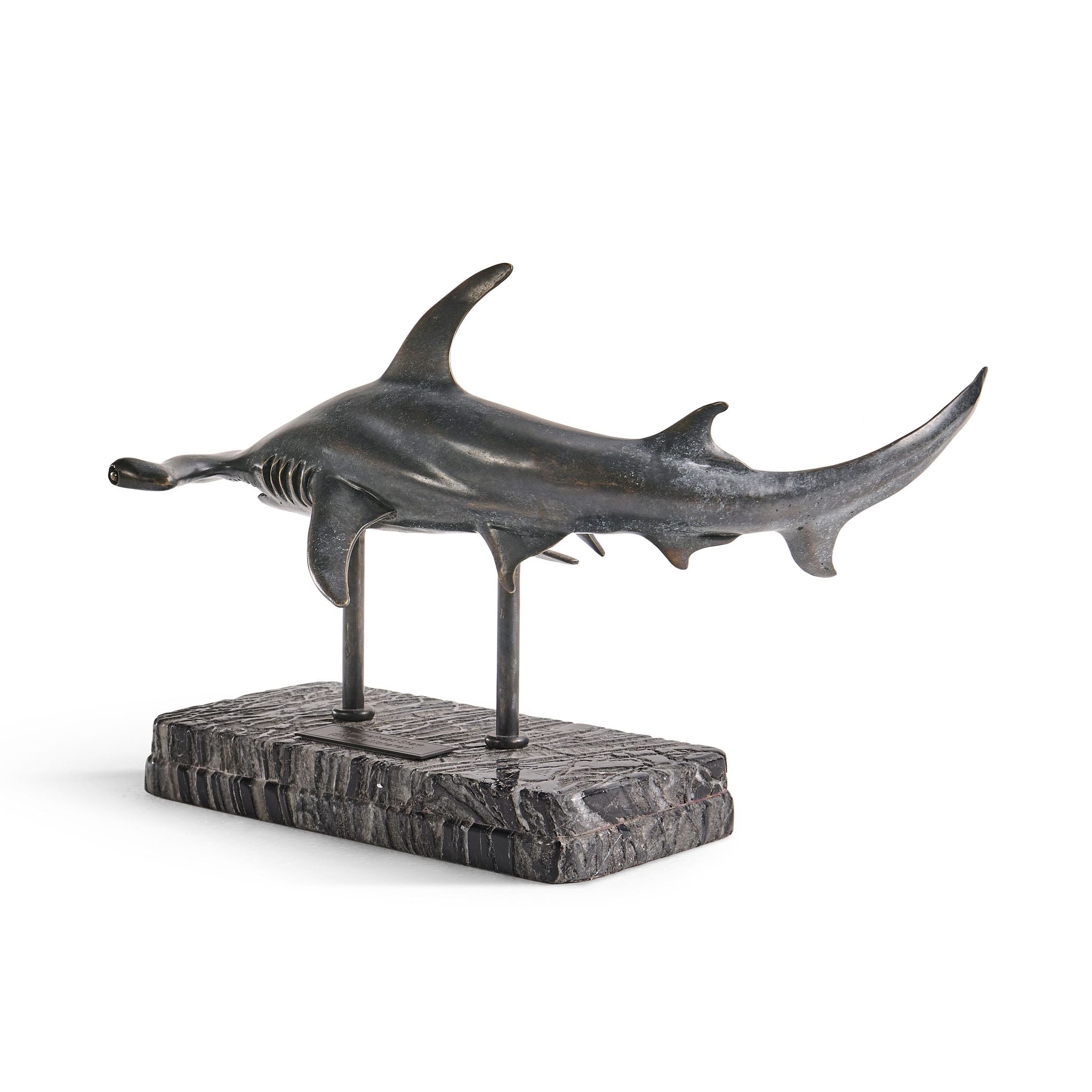 Jonathan Charles Hammerhead Shark C Shape Bronze Statue w