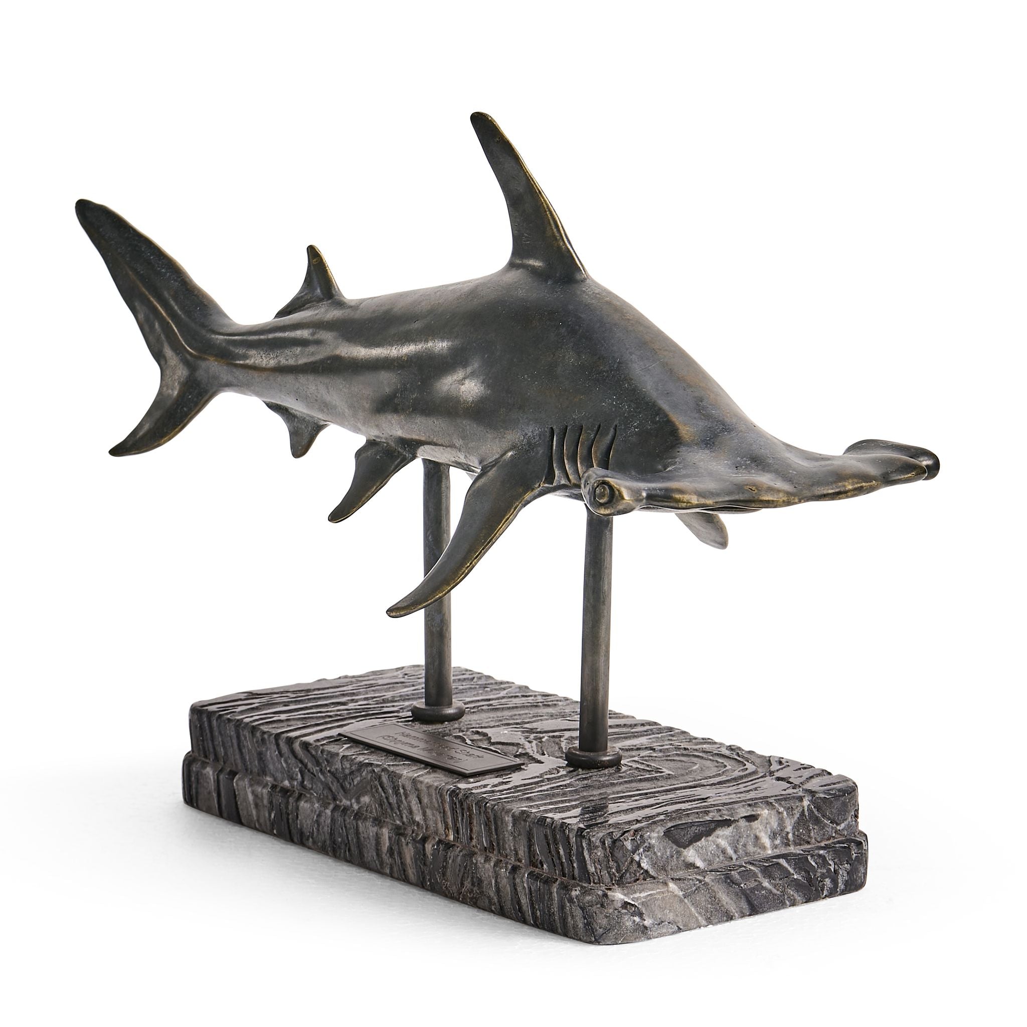 Jonathan Charles Hammerhead SharkBronze Statue w Marble B