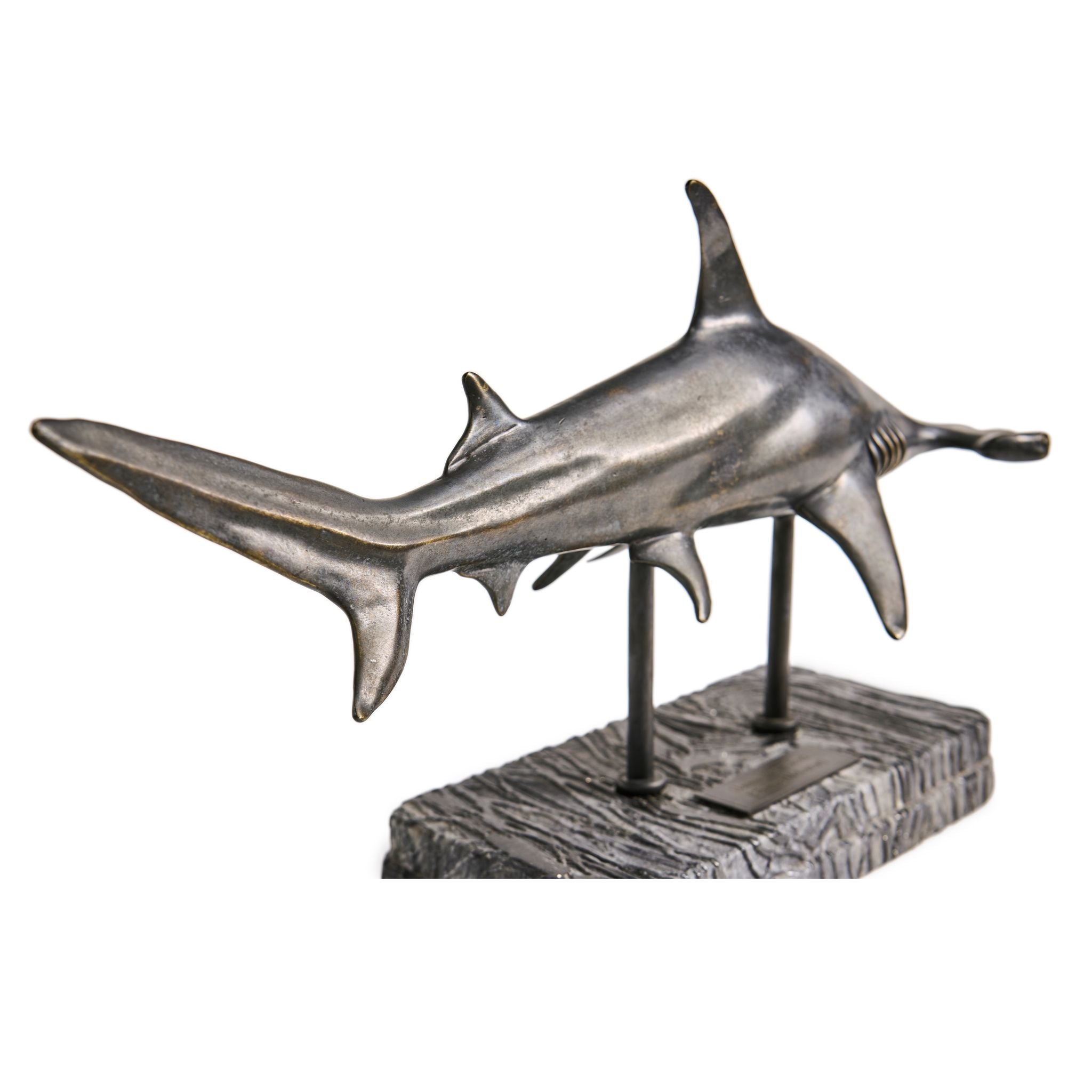 Jonathan Charles Hammerhead SharkBronze Statue w Marble B