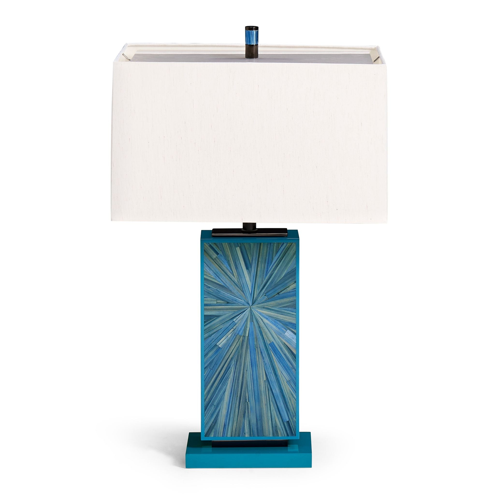 Jonathan Charles JC Modern Vertical Table Lamp — Azure Blue Straw