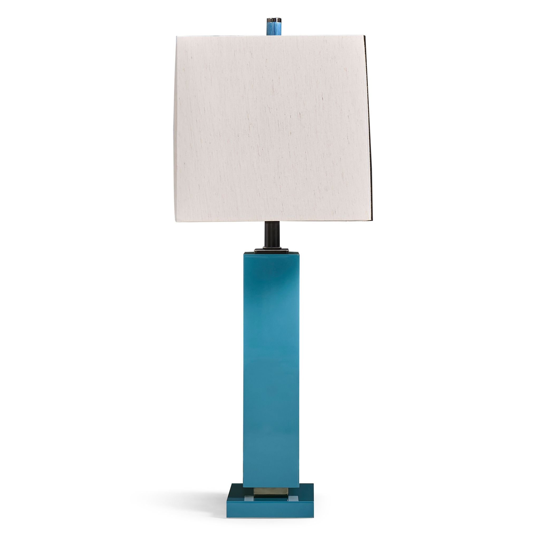 Jonathan Charles JC Modern Vertical Table Lamp — Azure Blue Straw