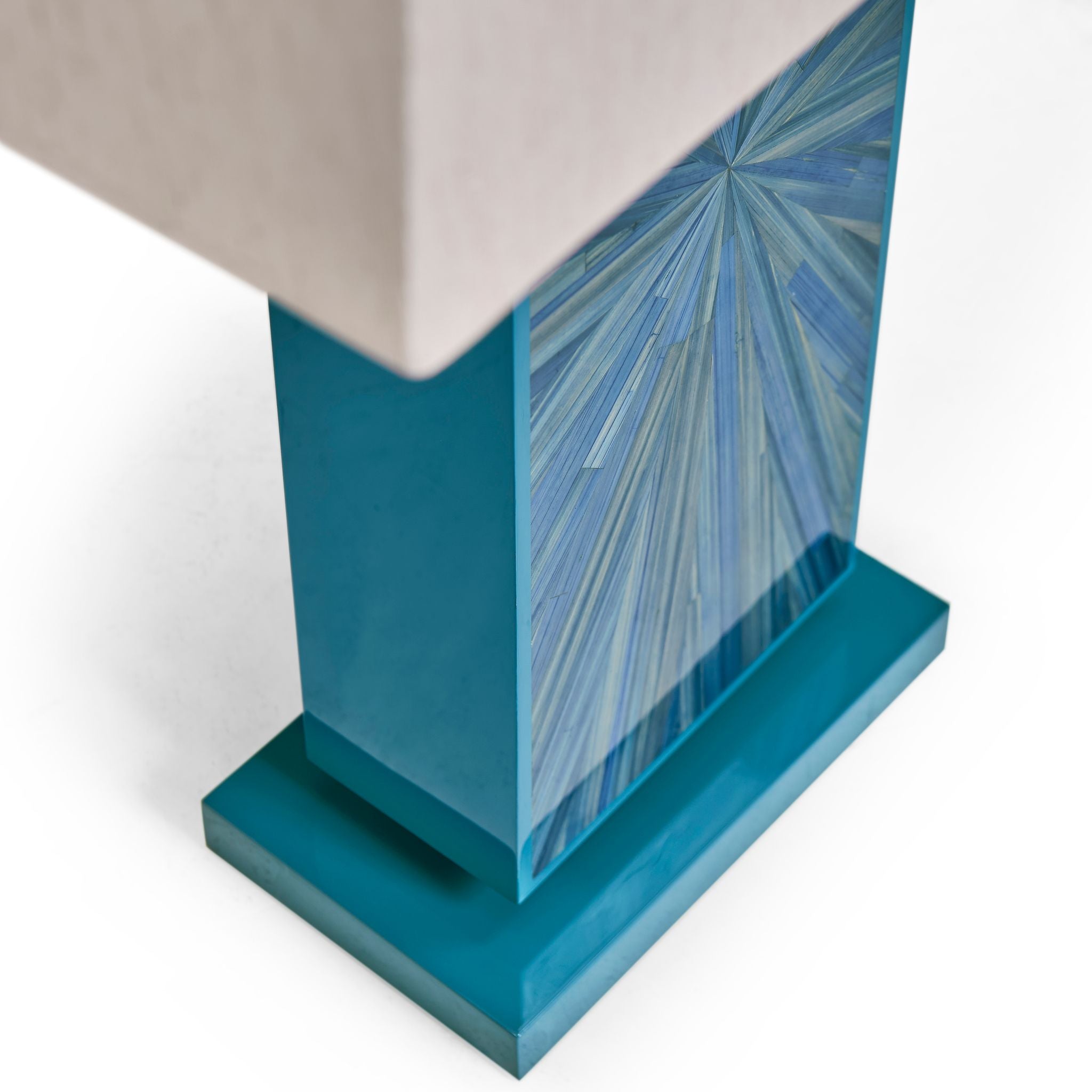 Jonathan Charles JC Modern Vertical Table Lamp — Azure Blue Straw