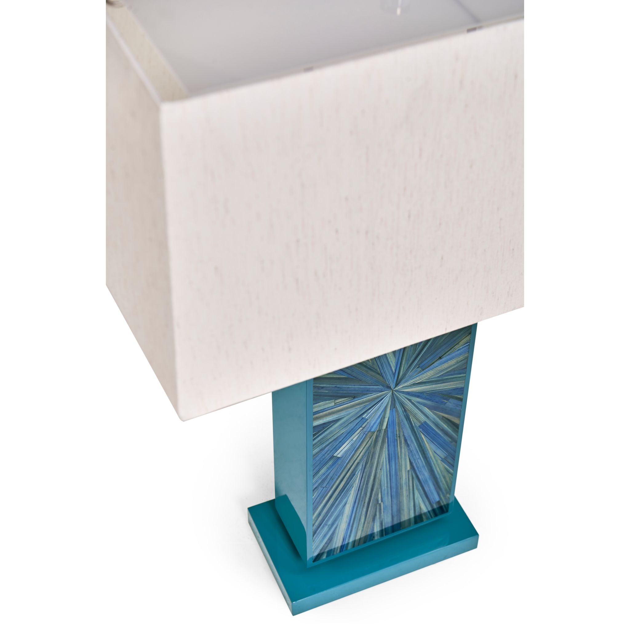 Jonathan Charles JC Modern Vertical Table Lamp — Azure Blue Straw