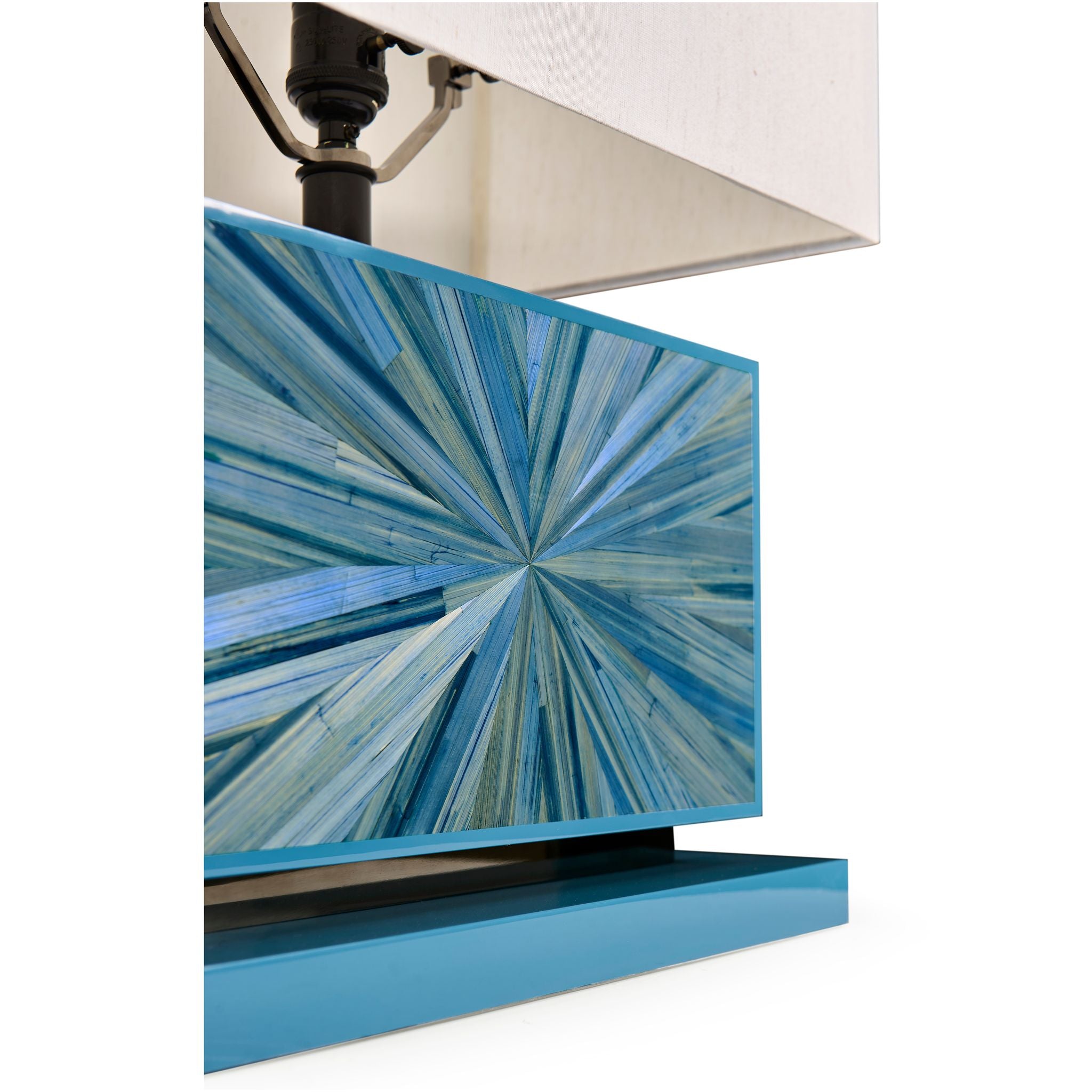 Jonathan Charles JC Modern Horizontal Table Lamp — Azure Blue Straw