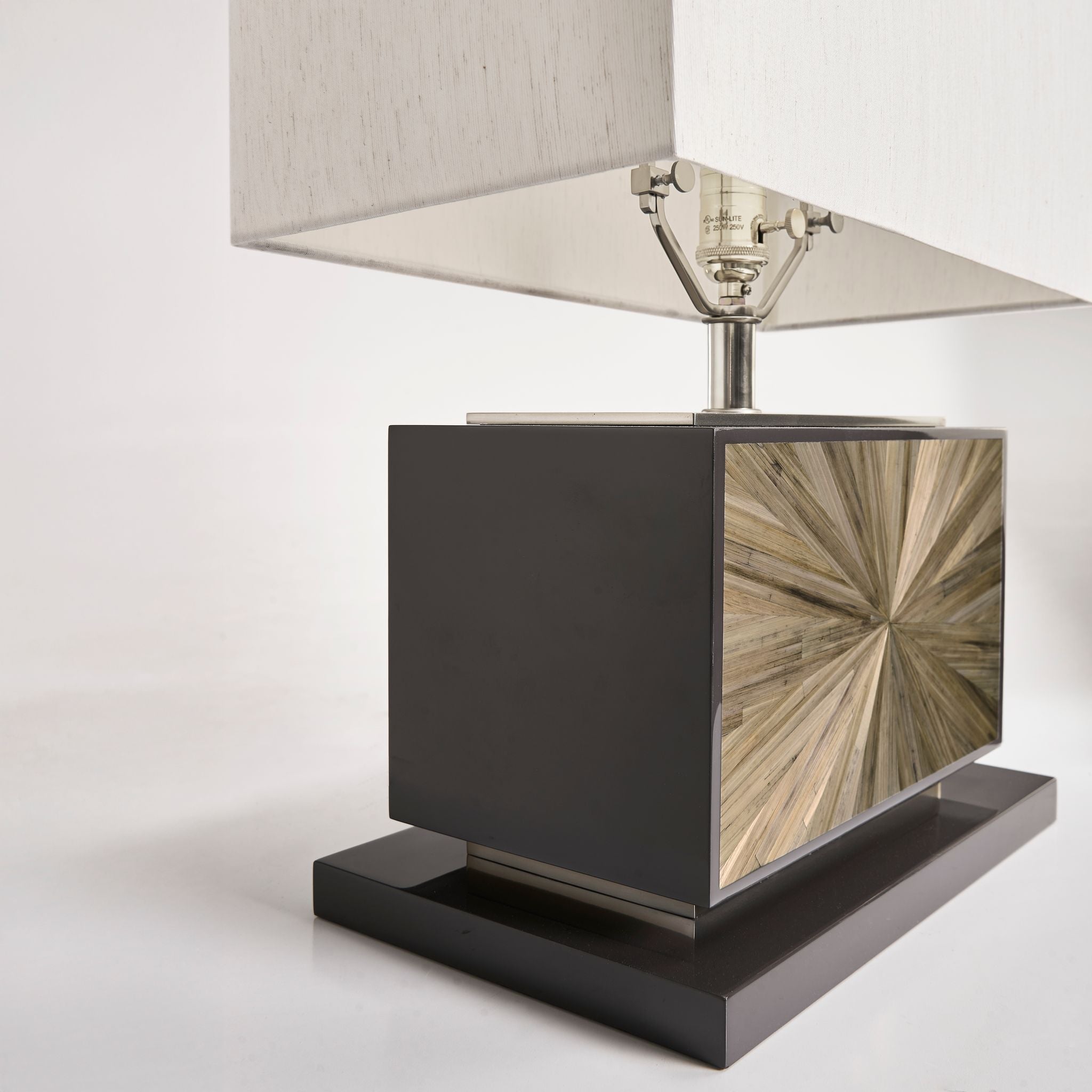 Jonathan Charles JC Modern Horizontal Table Lamp — Natural Straw