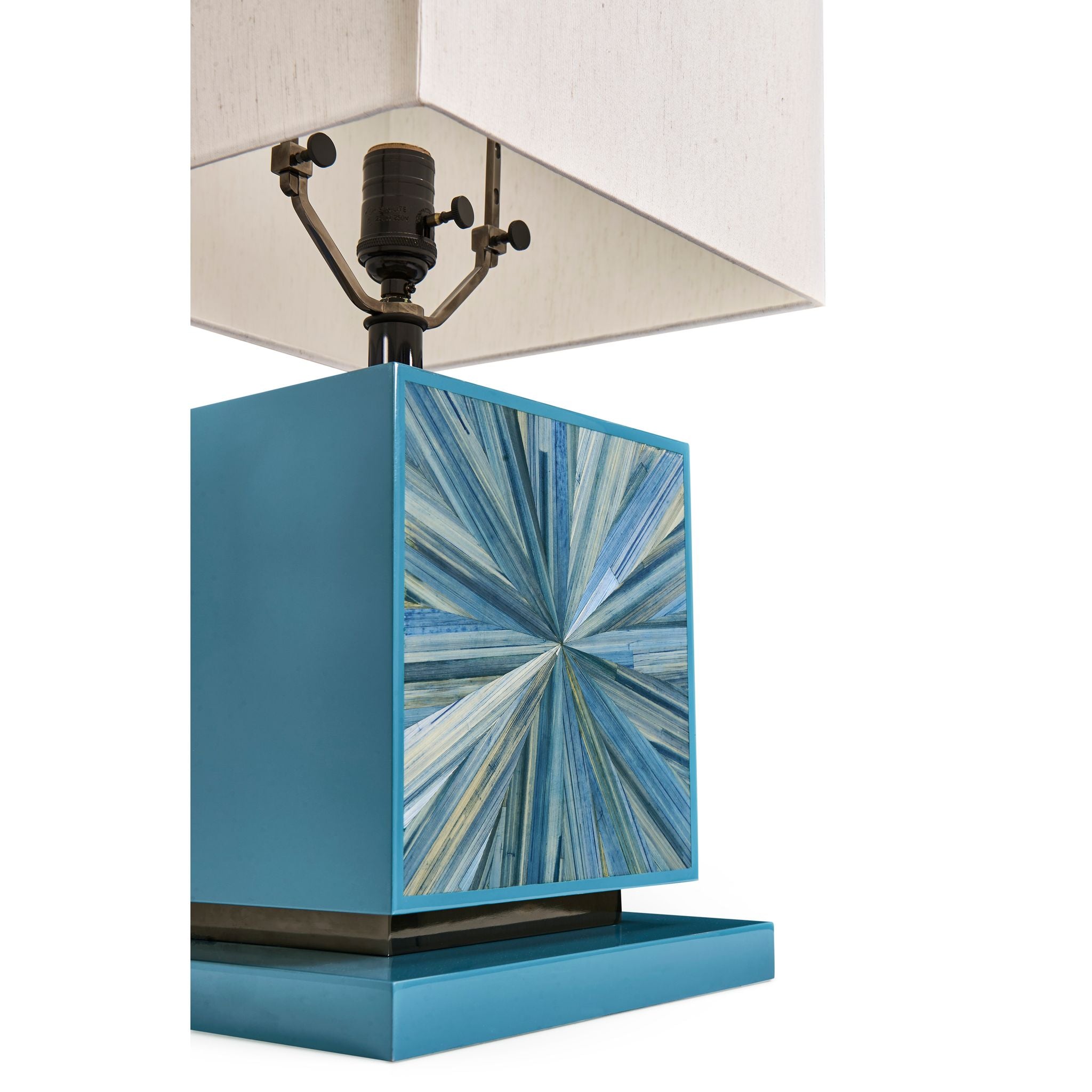 Jonathan Charles JC Modern Cube Table Lamp — Azure Blue Straw