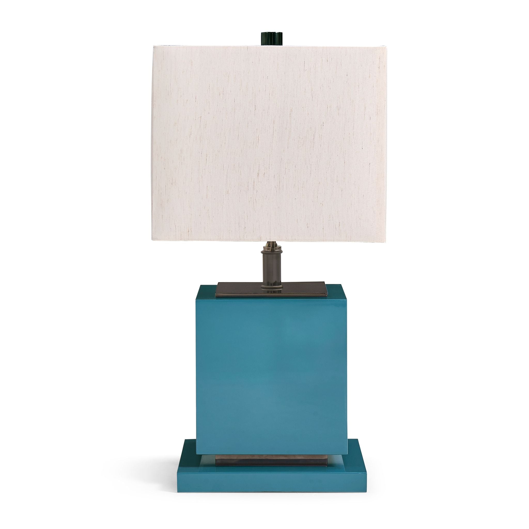 Jonathan Charles JC Modern Cube Table Lamp — Azure Blue Straw