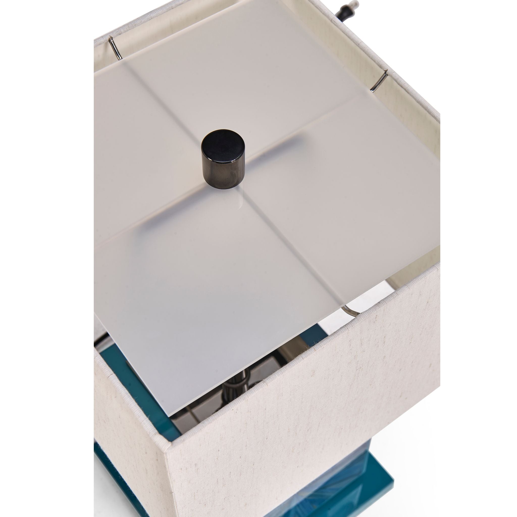 Jonathan Charles JC Modern Cube Table Lamp — Azure Blue Straw