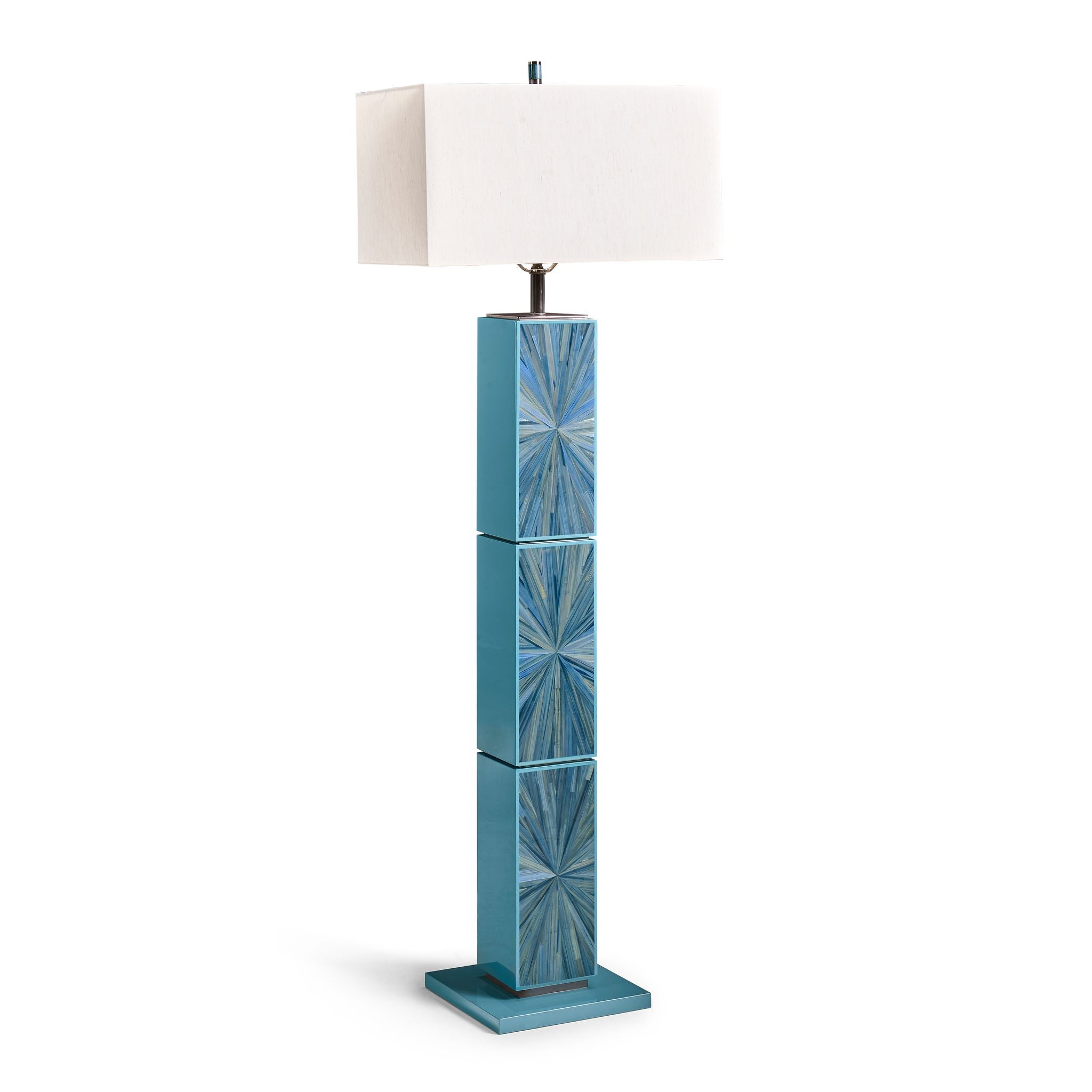 Jonathan Charles JC Modern Floor Lamp — Azure Blue Straw