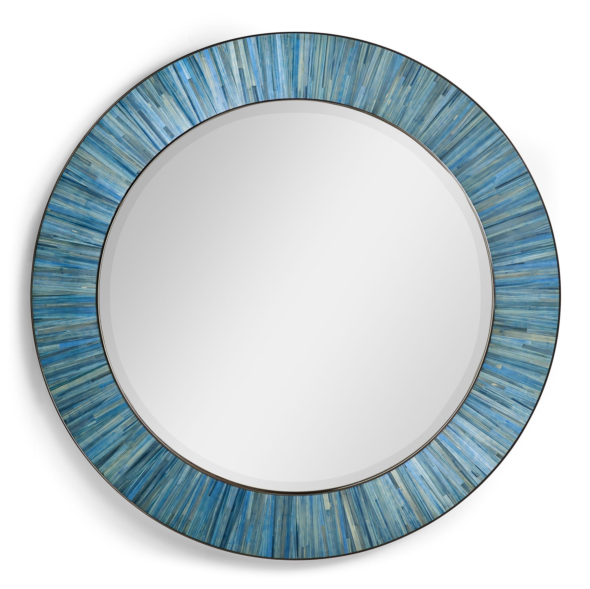 Jonathan Charles JC Modern Round Mirror — Azure Blue Straw