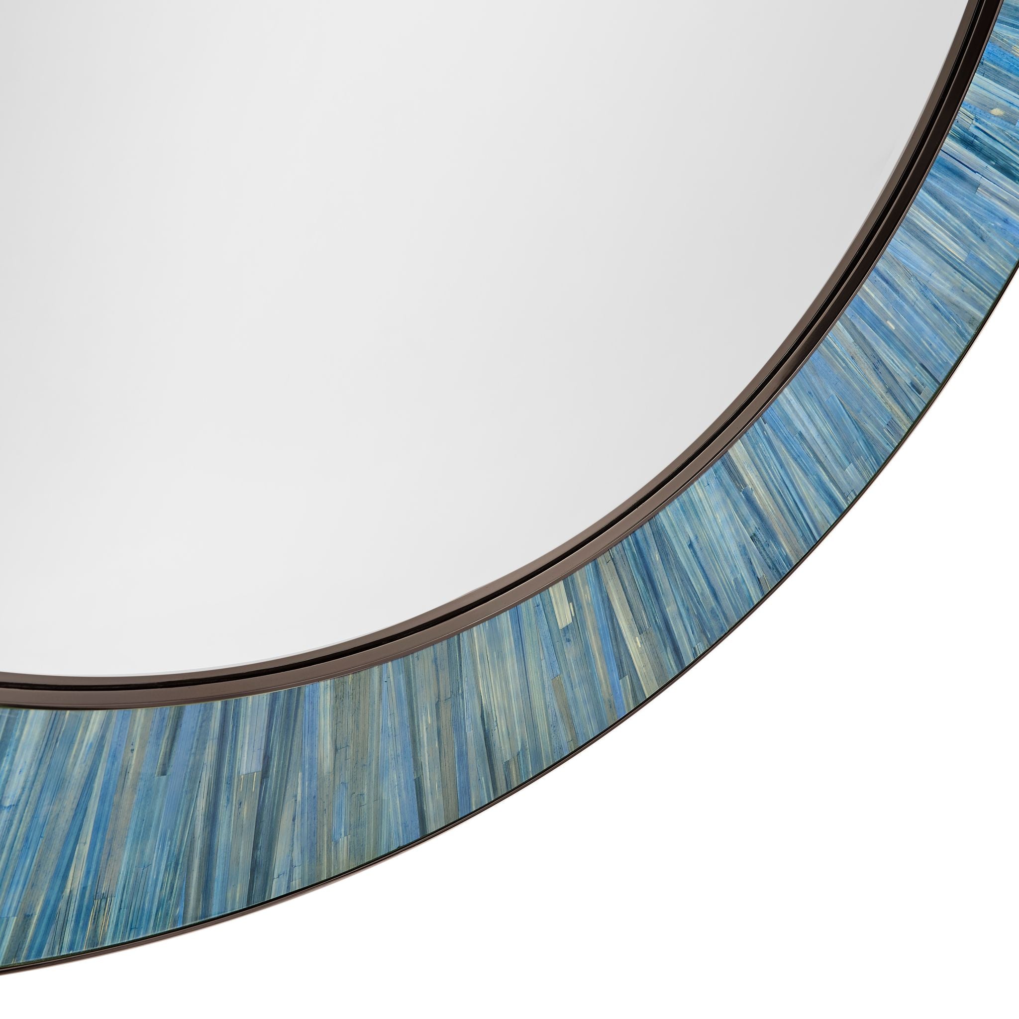 Jonathan Charles JC Modern Round Mirror — Azure Blue Straw