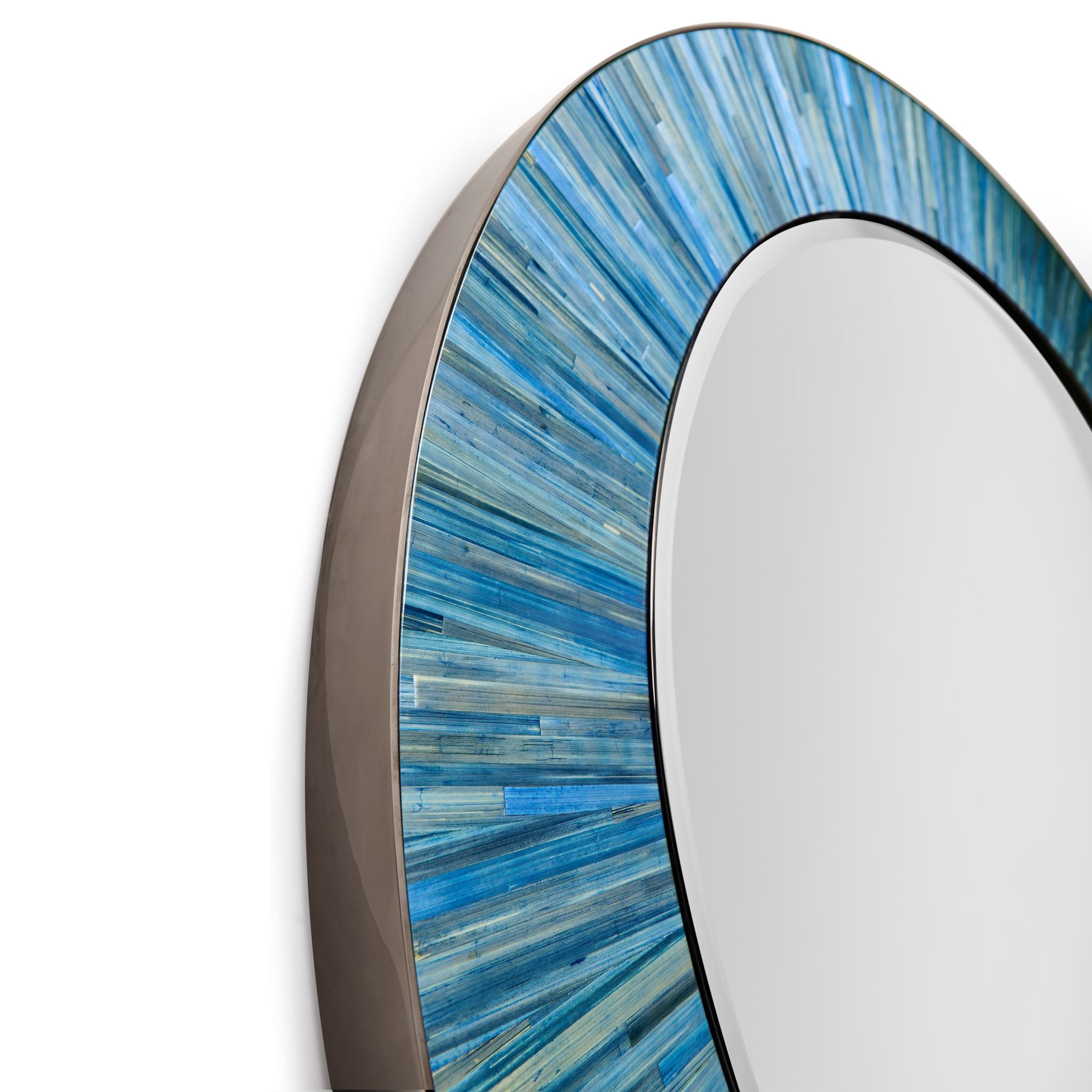 Jonathan Charles JC Modern Round Mirror — Azure Blue Straw