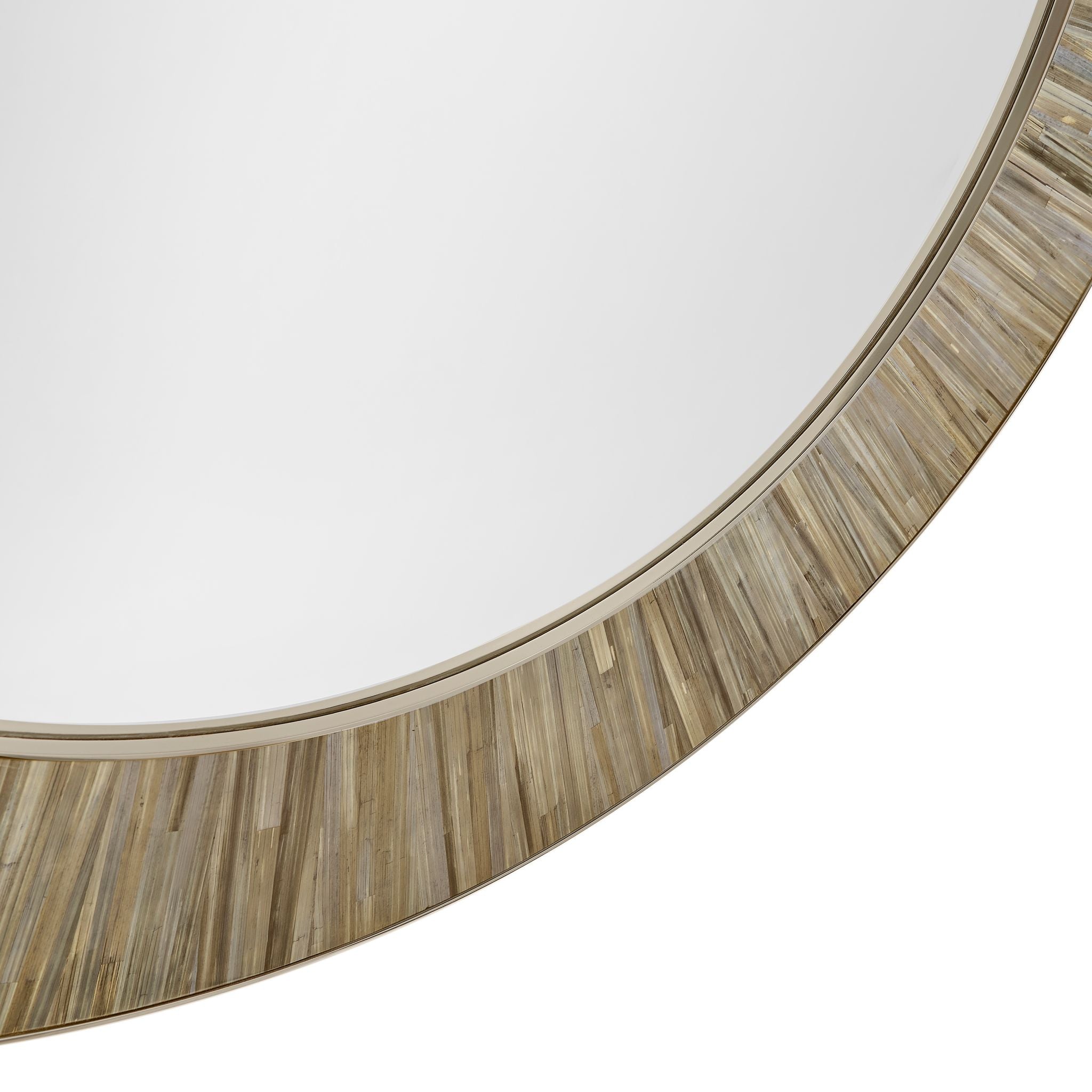 Jonathan Charles JC Modern Round Mirror — Natural Straw