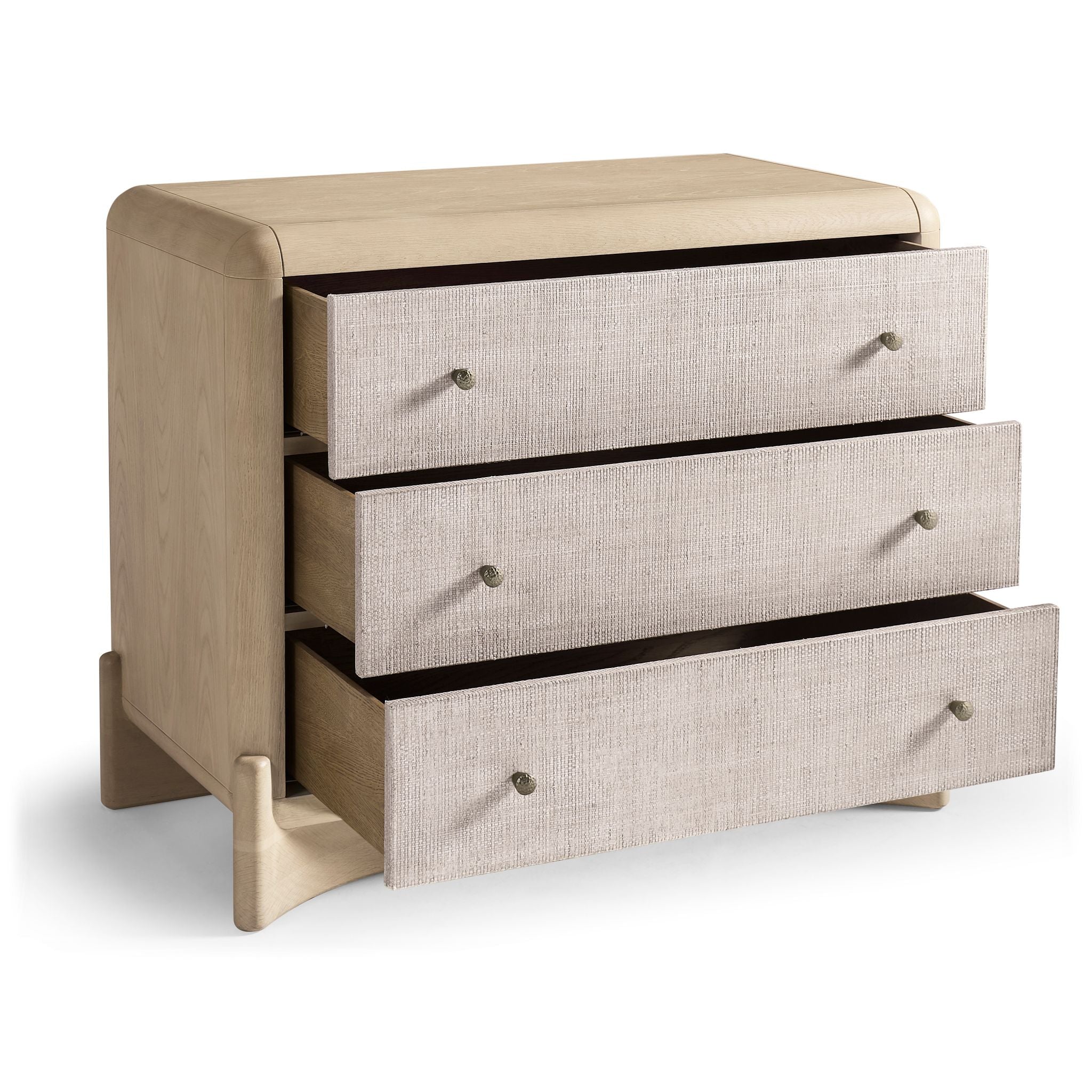 Jonathan Charles Keel Raffia Three Drawer Nightstand