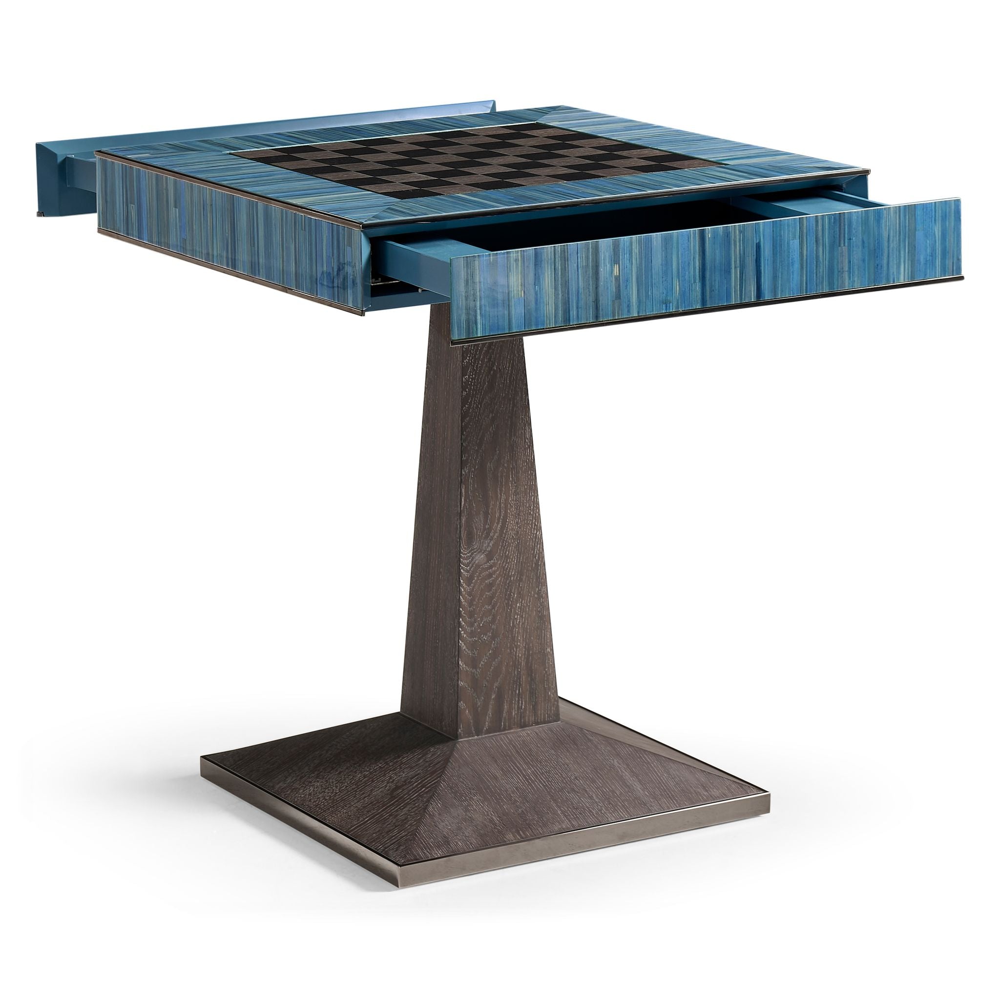 Jonathan Charles JC Modern Straw Game Table — Azure Blue Straw