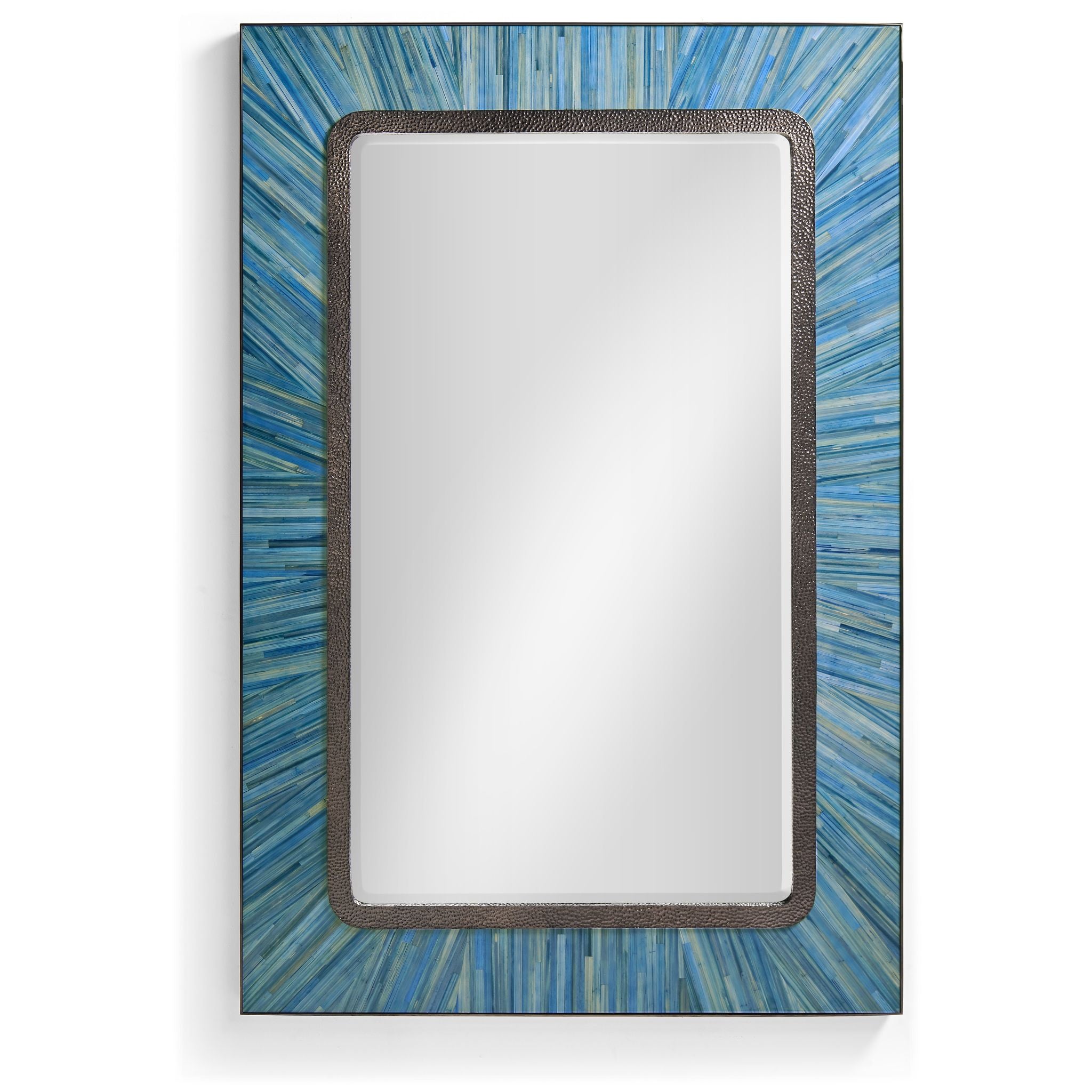 Jonathan Charles JC Modern Rectangular Wall Mirror — Azure Blue Straw