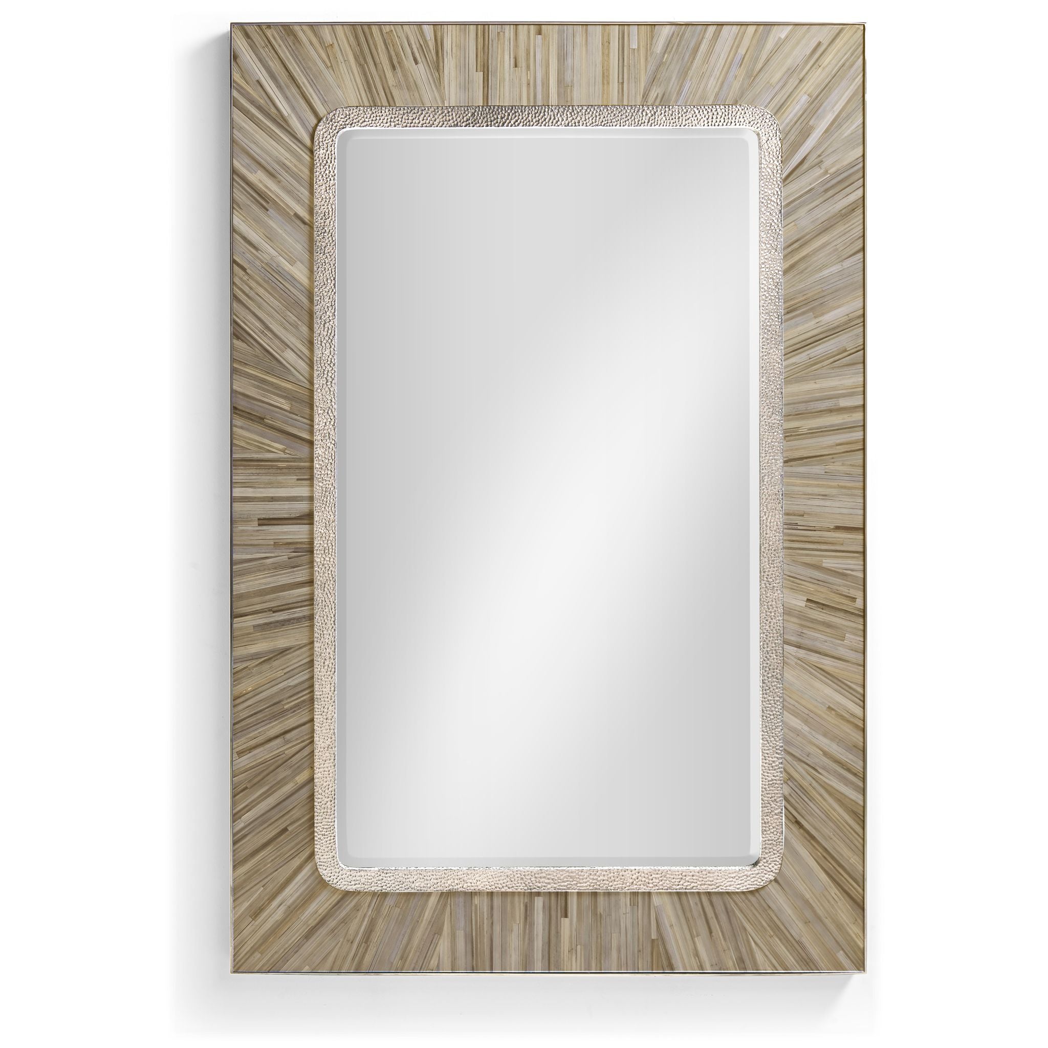 Jonathan Charles JC Modern Rectangular Wall Mirror — Natural Straw
