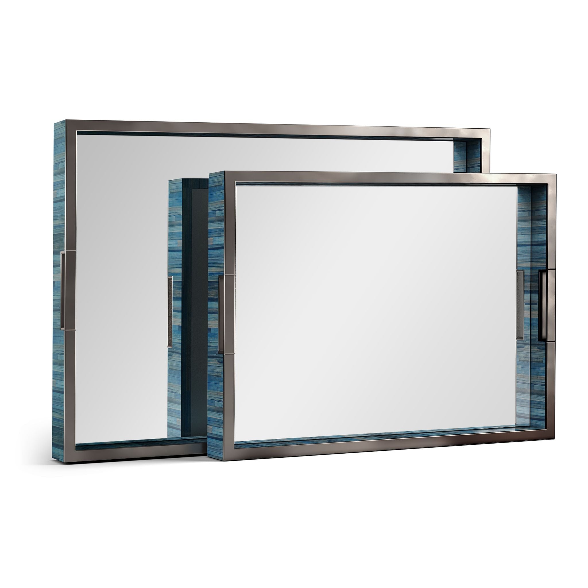 Jonathan Charles JC Modern Rectangular Tray Set of 2 — Azure Blue Straw