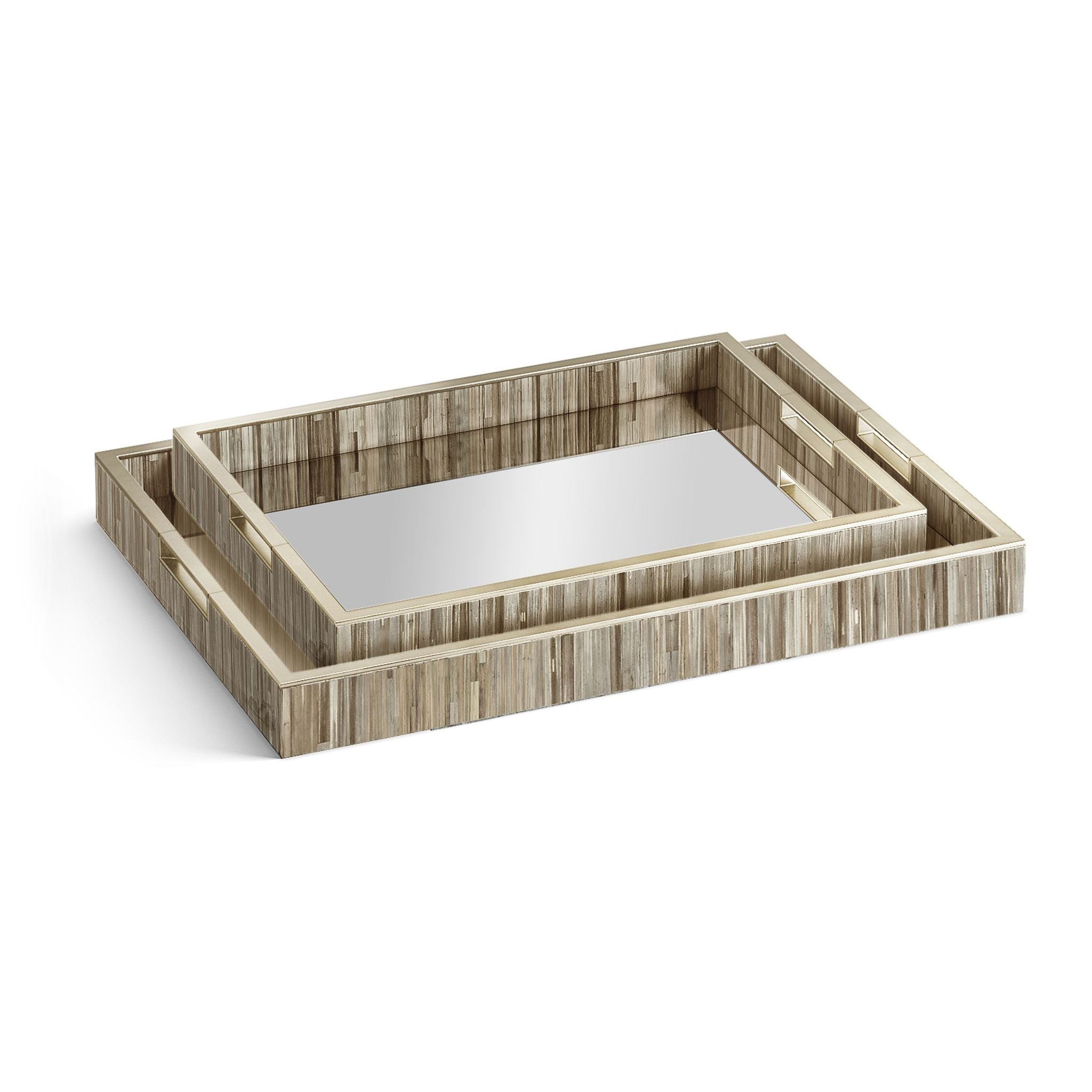 Jonathan Charles JC Modern Rectangular Tray Set of 2 — Natural Straw