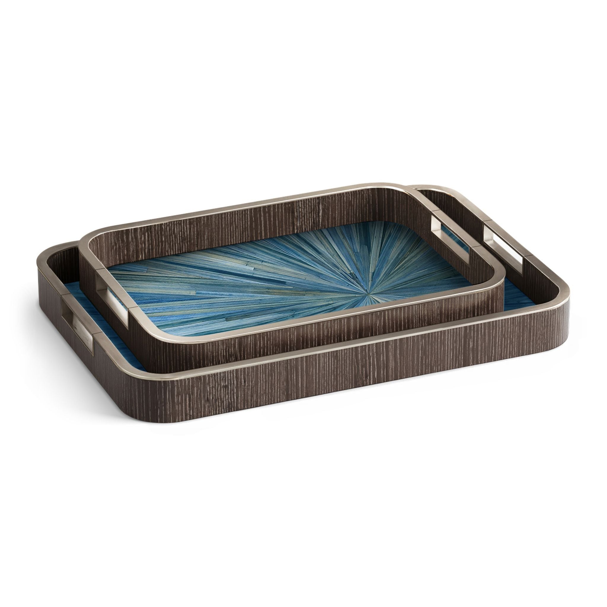 Jonathan Charles Sapphire Rectangular Tray Set of 2
