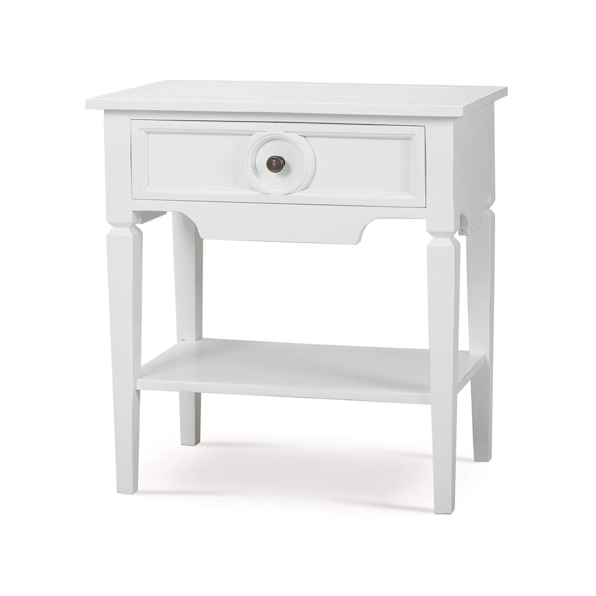 Bramble Orleans Side Table — Architectural White / Light Distressed