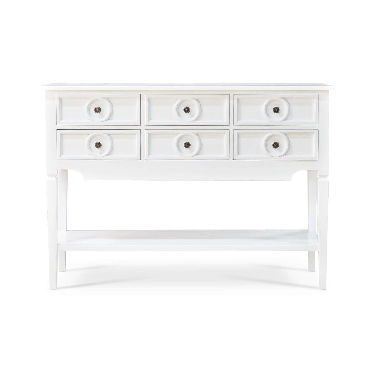 Bramble Orleans Console Table — Architectural White / Light Distressed