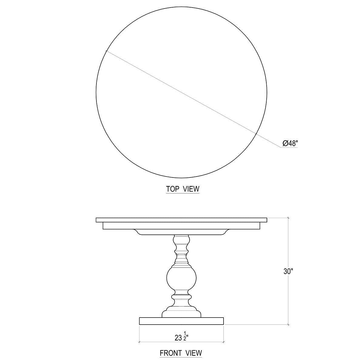Bramble Goucho Round Dining Table 48'' — Dark Walnut