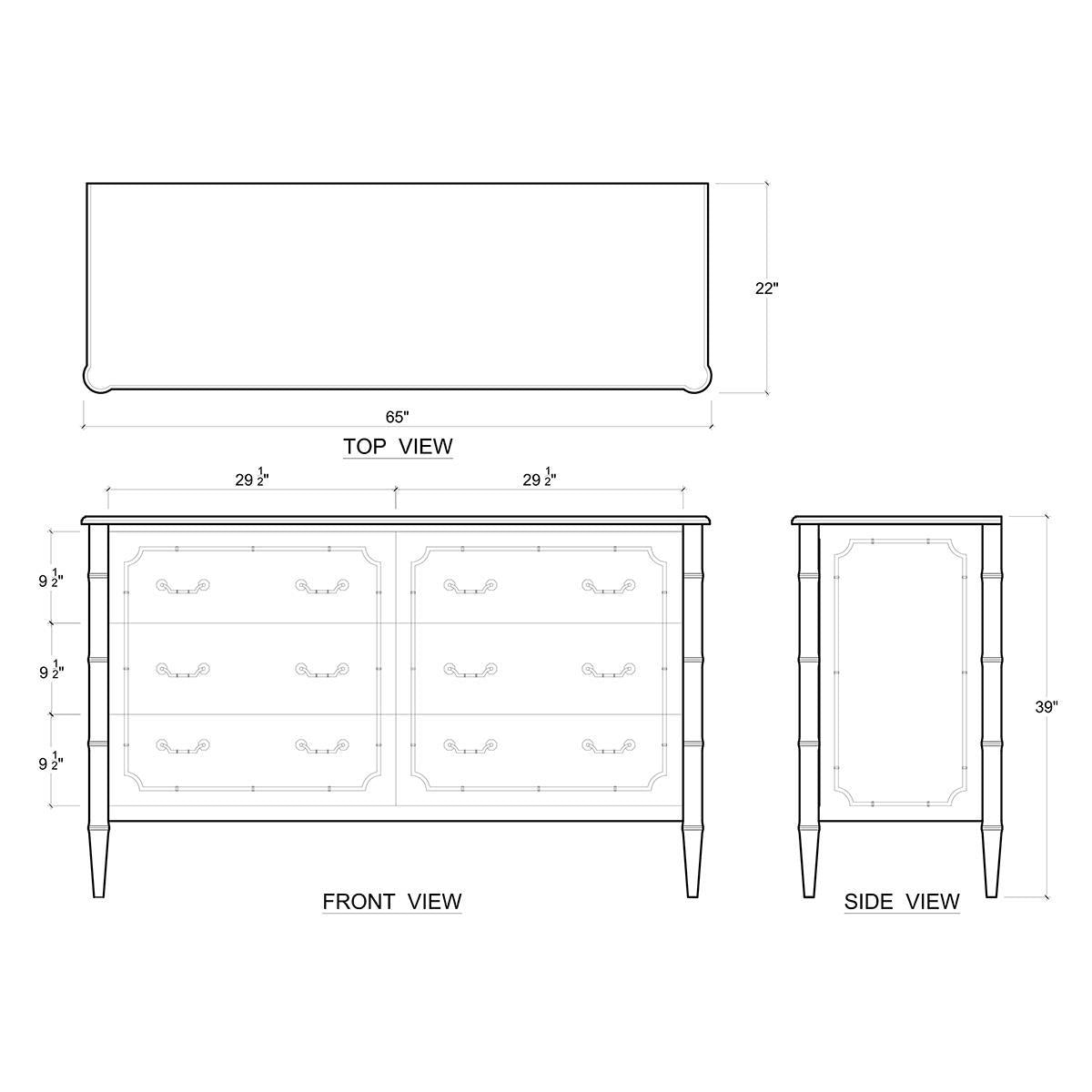 Bramble Chelsea Largish 6 Drawer Dresser — Architectural White / Light Distressed
