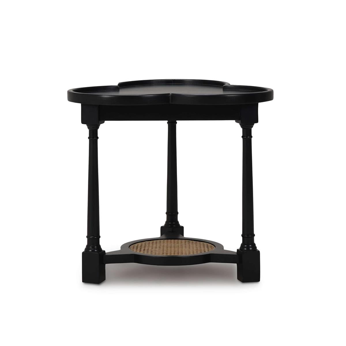 Bramble Clover End Table — Batavia Black / Rattan Natural