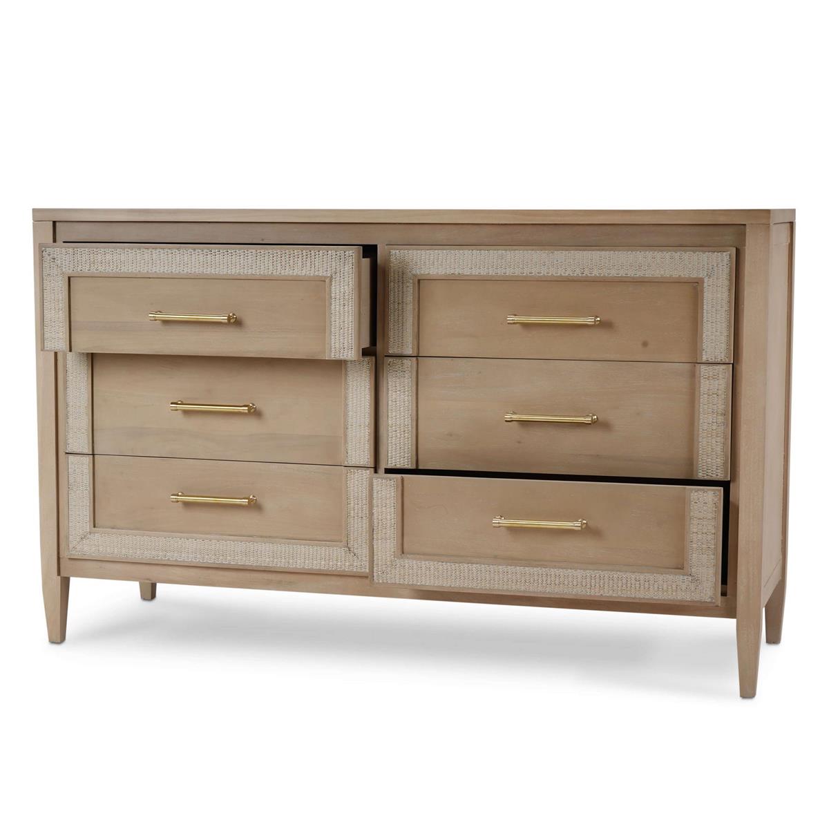 Bramble Belgravia 6 Drawer Dresser — Sandbar / Rattan White