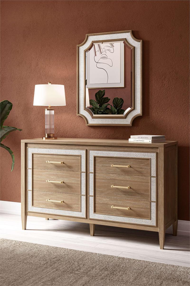 Bramble Belgravia 6 Drawer Dresser — Sandbar / Rattan White