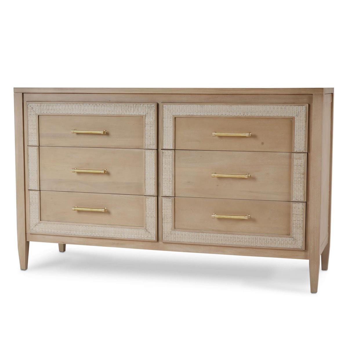 Bramble Belgravia 6 Drawer Dresser — Sandbar / Rattan White