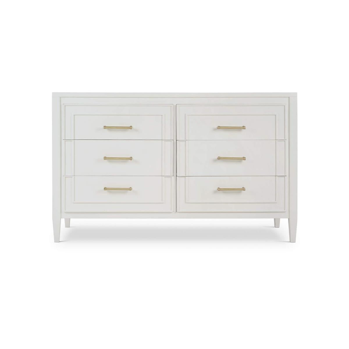 Bramble Belgravia 6 Draw Dresser w/o Rattan — True White *