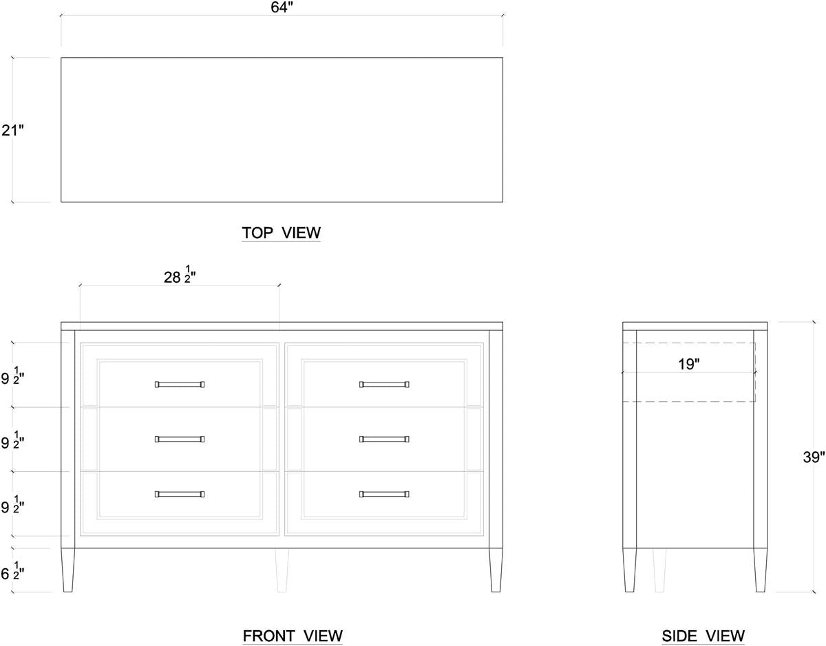 Bramble Belgravia 6 Draw Dresser w/o Rattan — True White *