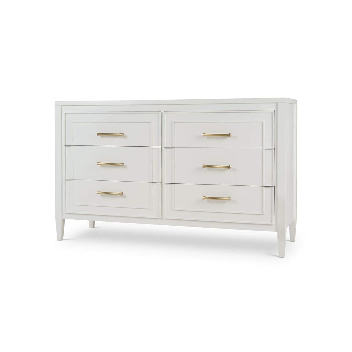Bramble Belgravia 6 Draw Dresser w/o Rattan — True White *