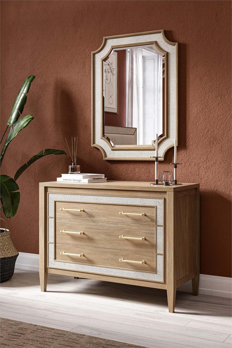 Bramble Belgravia 3 Drawer Dresser — Sandbar / Rattan White