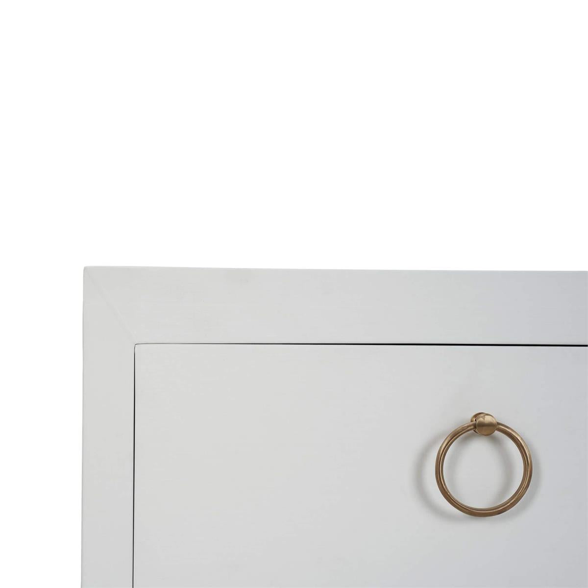 Bramble Mornington Linen Wrapped Nightstand — Linen True White