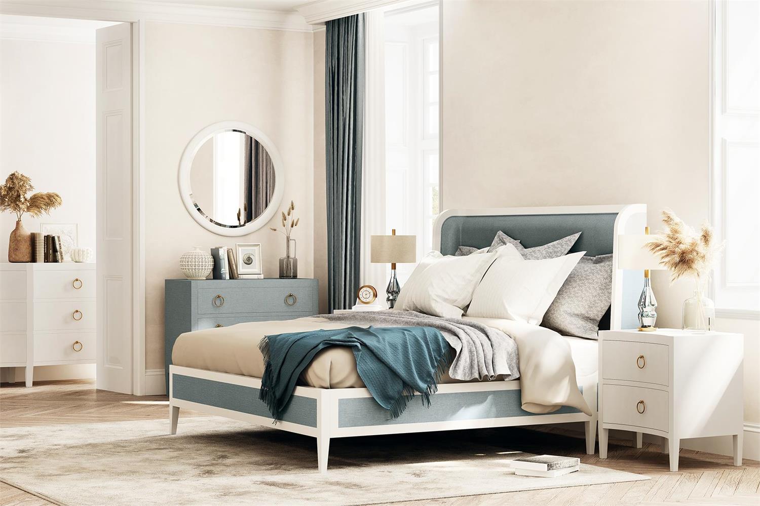 Bramble Mornington Linen Wrapped 3 Drawer Dresser — Linen Pale Blue * lightly sanded to give a light weathered appearance.