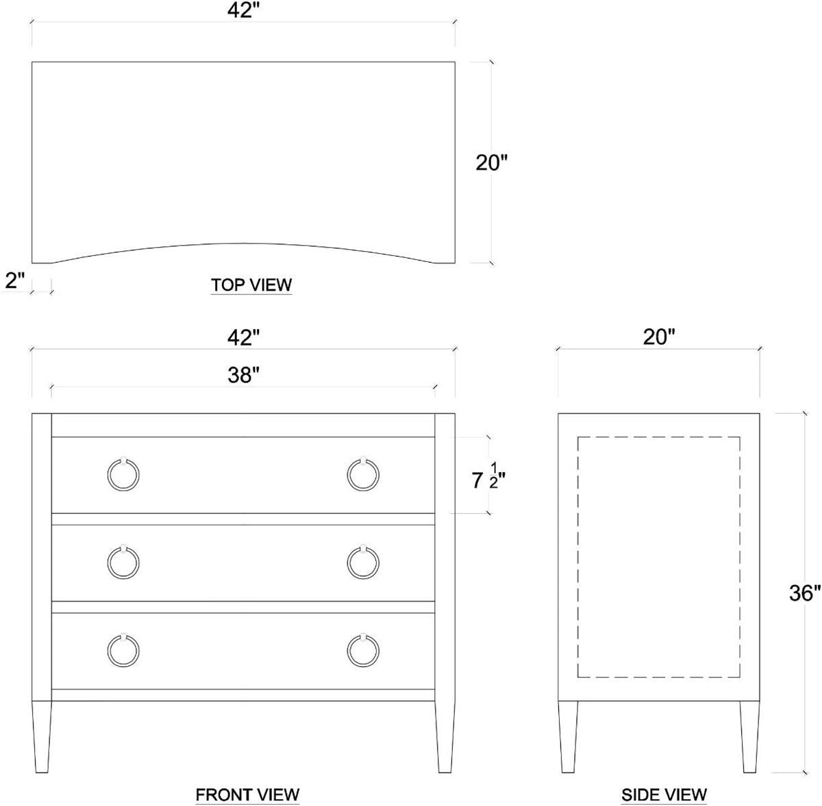Bramble Mornington Linen Wrapped 3 Drawer Dresser — Linen True White