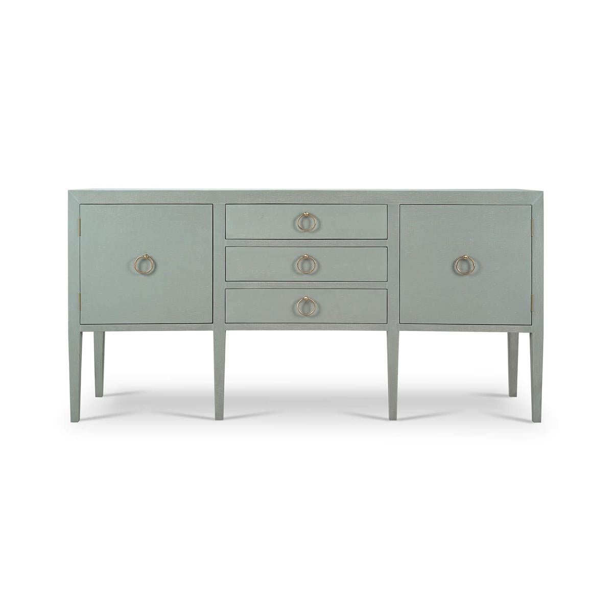 Bramble Westminster Concave Linen Wrapped Sideboard — Linen Pale Blue * lightly sanded to give a light weathered appearance.