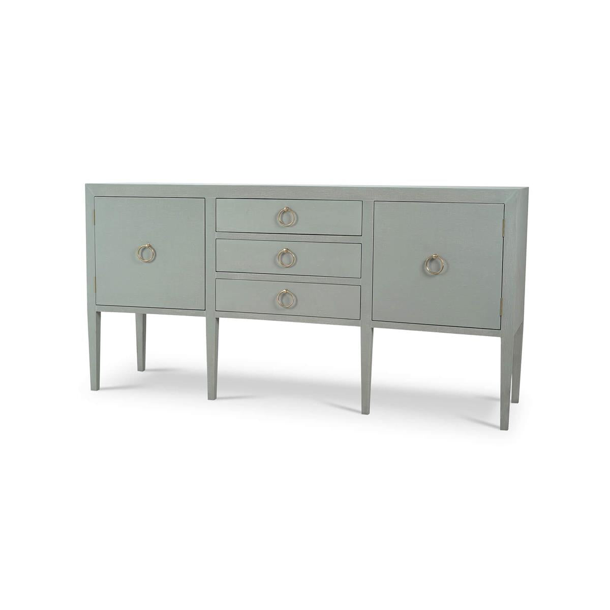 Bramble Westminster Concave Linen Wrapped Sideboard — Linen Pale Blue * lightly sanded to give a light weathered appearance.