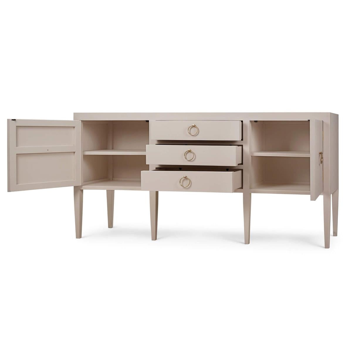 Bramble Westminster Concave Linen Wrapped Sideboard — Linen Putty