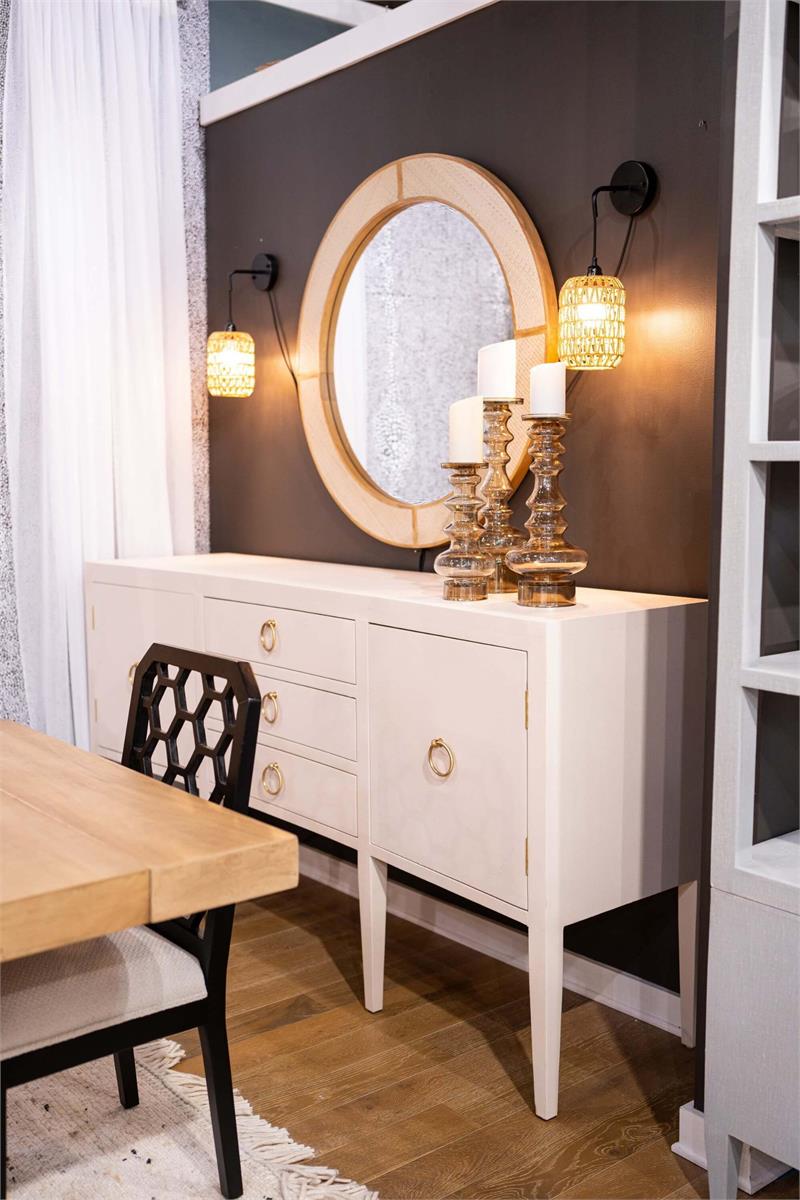 Bramble Westminster Concave Linen Wrapped Sideboard — Linen Putty