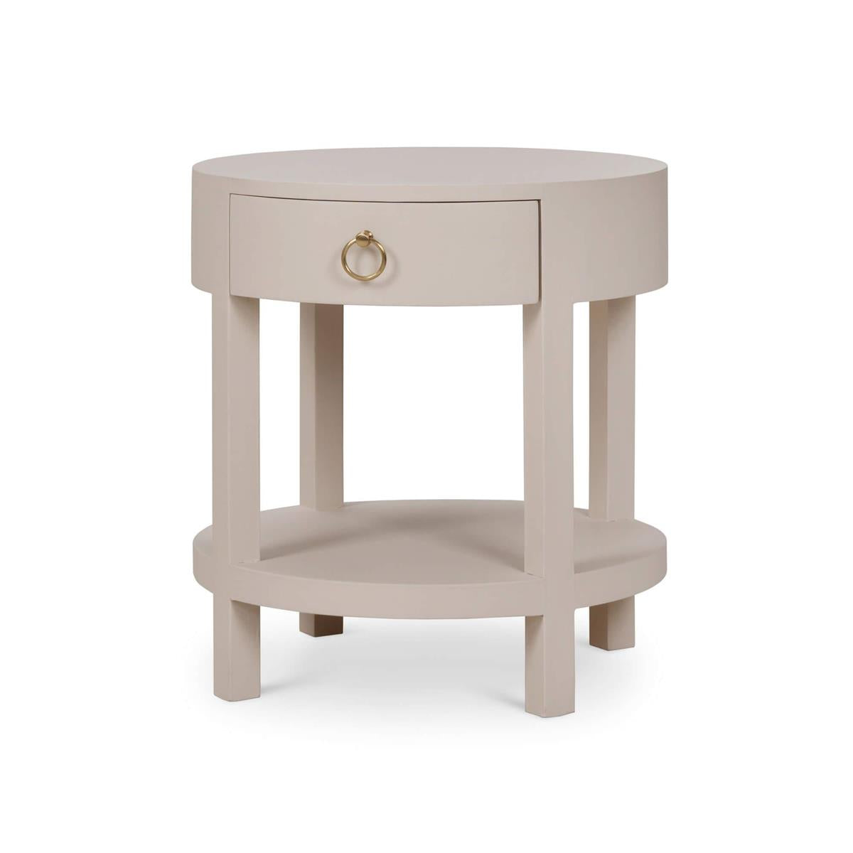 Bramble Milan Linen Wrapped Side Table — Linen Putty