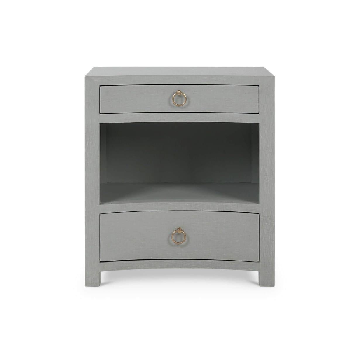 Bramble Mornington Open Shelf Bedside Table Linen Wrapped — Linen Pale Blue * lightly sanded to give a light weathered appearance.